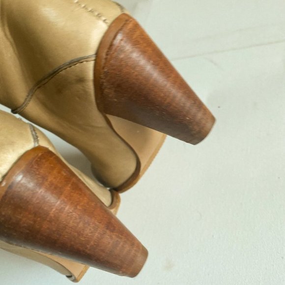 Vintage Frye Light Beige Leather Unique Knee High Boots 6.5 - Picture 7 of 15